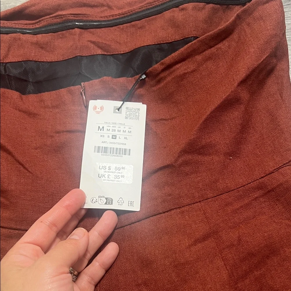 Zara Elegant linen Strapless Rust jumpsuit - Picture 9 of 16